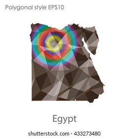 Egypt map in geometric polygonal style.Abstract gems triangle,modern design background.