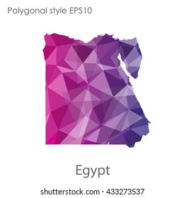 Egypt map in geometric polygonal style.Abstract gems triangle,modern design background.