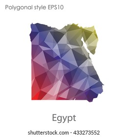 Egypt map in geometric polygonal style.Abstract gems triangle,modern design background.