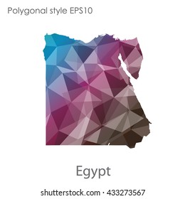 Egypt map in geometric polygonal style.Abstract gems triangle,modern design background.