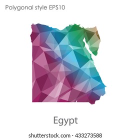 Egypt map in geometric polygonal style.Abstract gems triangle,modern design background.