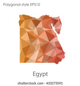 Egypt map in geometric polygonal style.Abstract gems triangle,modern design background.