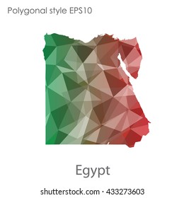 Egypt map in geometric polygonal style.Abstract gems triangle,modern design background.