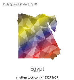 Egypt map in geometric polygonal style.Abstract gems triangle,modern design background.