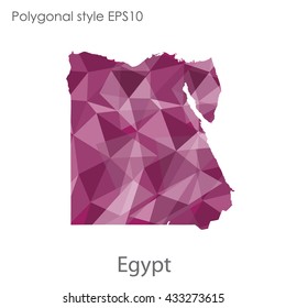 Egypt map in geometric polygonal style.Abstract gems triangle,modern design background.