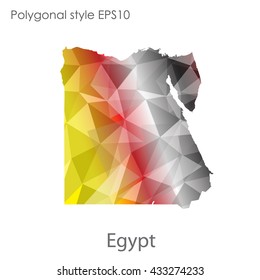Egypt map in geometric polygonal style.Abstract gems triangle,modern design background.