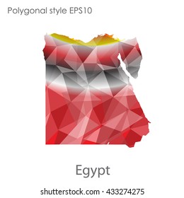 Egypt map in geometric polygonal style.Abstract gems triangle,modern design background.