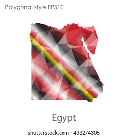 Egypt map in geometric polygonal style.Abstract gems triangle,modern design background.