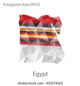 Egypt map in geometric polygonal style.Abstract gems triangle,modern design background.
