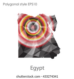 Egypt map in geometric polygonal style.Abstract gems triangle,modern design background.