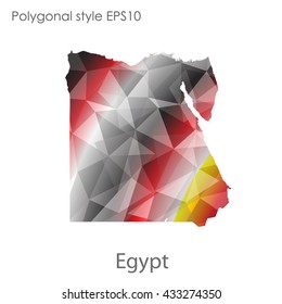 Egypt map in geometric polygonal style.Abstract gems triangle,modern design background.