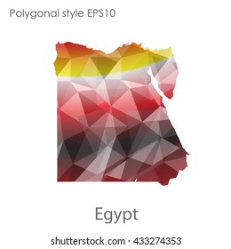 Egypt map in geometric polygonal style.Abstract gems triangle,modern design background.