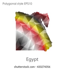 Egypt map in geometric polygonal style.Abstract gems triangle,modern design background.