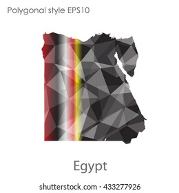 Egypt map in geometric polygonal style.Abstract gems triangle,modern design background.