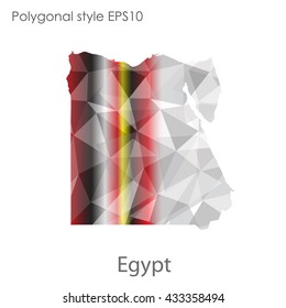 Egypt map in geometric polygonal style.Abstract gems triangle,modern design background.