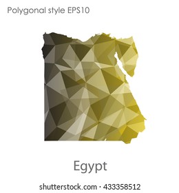 Egypt map in geometric polygonal style.Abstract gems triangle,modern design background.