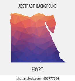 Egypt map in geometric polygonal,mosaic style.Abstract tessellation,modern design background,low poly. Vector illustration.
