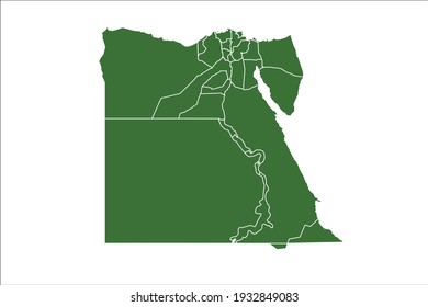 Egypt Map Green Color on White Backgound