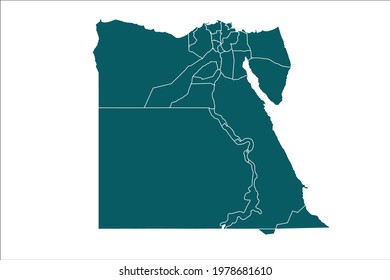 Egypt Map Green Color on White Backgound