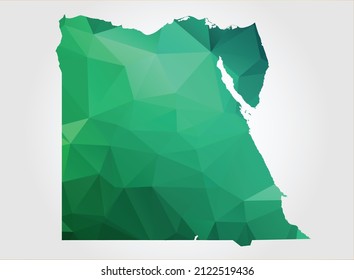 Egypt Map Green Color on white background polygonal