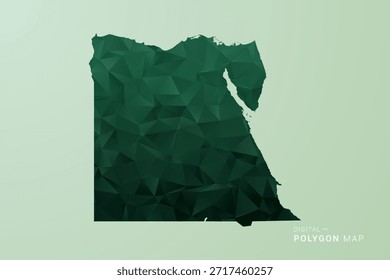 Mapa de Egipto - Ilustración vectorial de estilo de polígono verde, diseño geométrico de bajo poli con silueta limpia sobre fondo verde suave.