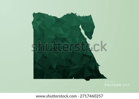 Egypt Map - Green Polygon Style Vector Illustration, Low Poly Geometric Design with Clean Silhouette on soft green Background.