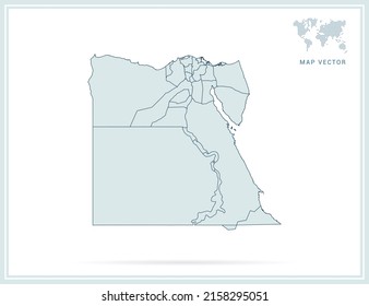 Egypt map green vector on white background.