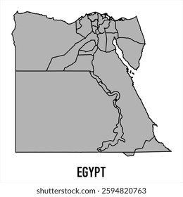 Egypt map in grey style isolated on white background. Vector illustration