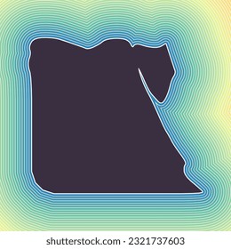 Icono de mapa de Egipto. Forma de campo en el fondo de degradado rayado radiante. Afiche vibrante de Egipto. Elegante ilustración vectorial.