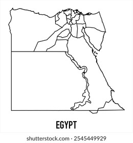 Icono de mapa de Egipto aislado sobre fondo blanco. Mapa de esquema. Icono de línea simple. Ilustración vectorial
