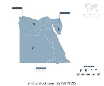 Mapa egipcio de azul infográfico Navegador de localización de pin de verificación de la posición del plan de información de comunicación.