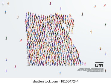 Egypt Map. Large group of people form to create a shape of Egypt Map. vector illustration.