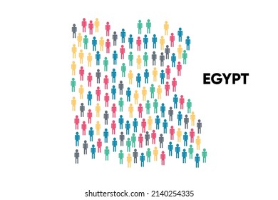 Egypt Map made by a group of people, Population. Globalization. People from different countries