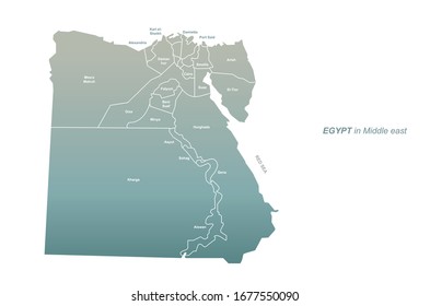 egypt map. middle east countries vector map.