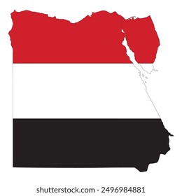 Egypt map with national flag. Map of Egypt with Egypt flag