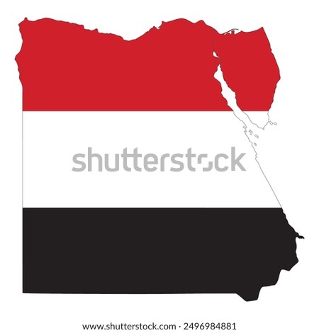 Egypt map with national flag. Map of Egypt with Egypt flag