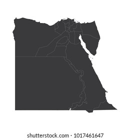 Egypt map on white background vector, Egypt Map Outline Shape Black on White Vector Illustration, High detailed black illustration map -Egypt.