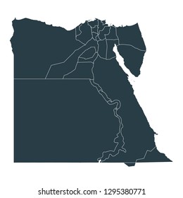 Egypt map on White background vector, Egypt Map Outline Shape Gray on White Vector Illustration, High detailed Gray illustration map Egypt.