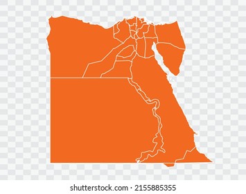 Egypt map orange Color on White Backgound  illustration eps 10