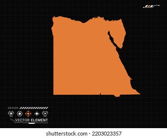 Egypt map of orange digital frame HUD, GUI, UI interface technology radar vector.