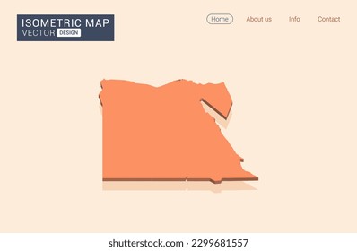 Mapa egipcio de naranja con vector isométrico.