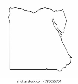 Egypt map outline graphic freehand drawing on white background. Vector illustration.