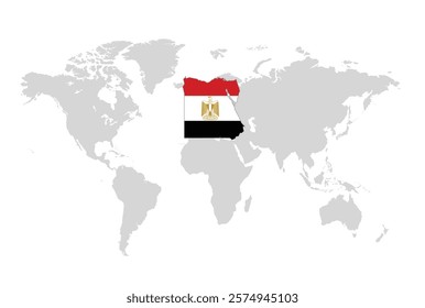 Egypt map overlaid on a world map, symbolizing its global presence and significance