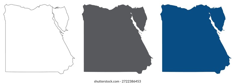 Egypt map plain set. Map of Egypt in blank set.
