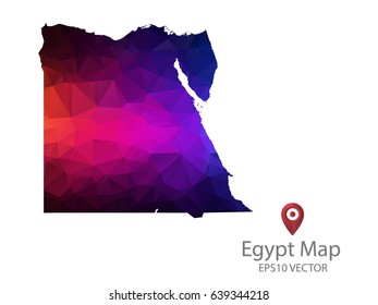 egypt map polygon colorful vector eps10