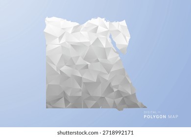 Egypt Map - polygon style vector illustration in gray, white and blue tone, low-poly geometric design, minimal silhouette, suitable for infographic and modern design.