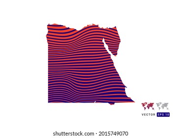 Ägypten kartographiert Rot und Blau der abstrakten mit dynamischen Wellen Vektorgrafik.