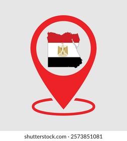 Egypt map with a red location map  icon, featuring the map of egypt in an isolated design. Perfect for business, travel, and location-based projects