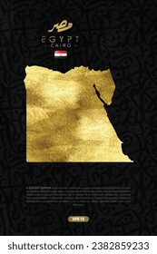 Egypt Map Shiny Gold with Beautiful Arabic Calligraphy And Flag Background Vector Design Without SPECIFIC MEANING IN ENGLISH. Can Used For Wallpaper, Decoration, Illustration, Banner, Poster, Cover