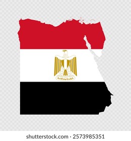 Egypt map silhouette with flag.